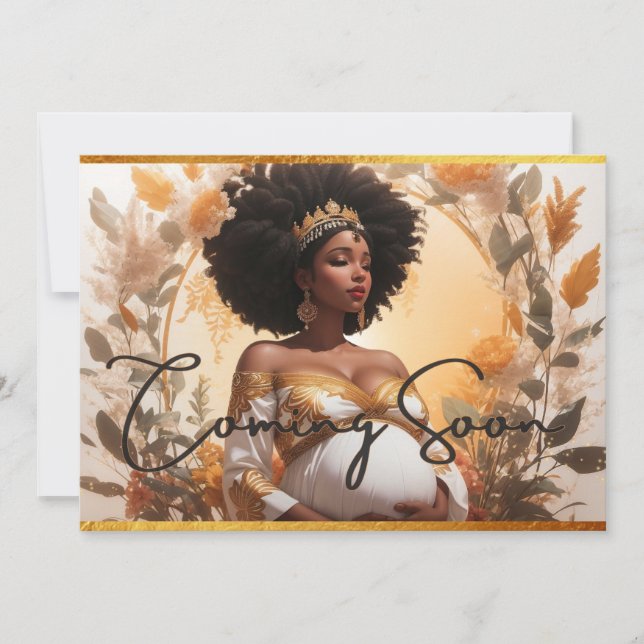 Afrikas gudinna Soft Boho Gravid Annocements Kort (Framsida)