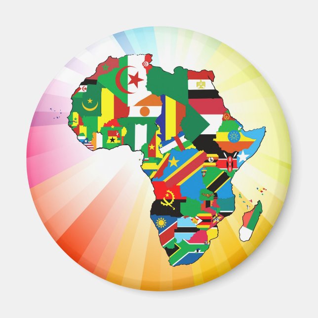 Afrikas Kontinent Flagga Karta 2 Magnet (Framsidan)