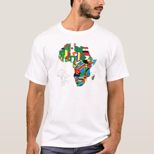 Afrikas kontinentflagga karta t shirt (Framsida)