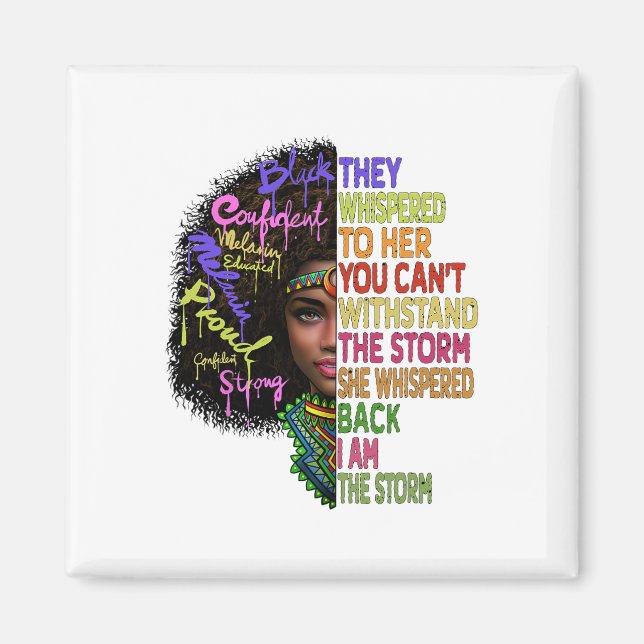 Afrikas kvinnor jag är Storm Black History Månad W Magnet (Framsidan)