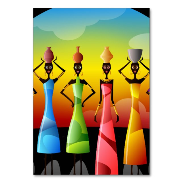 Afrikas kvinnor med Pottery på huvudet Bordsnummer (Framsidan)