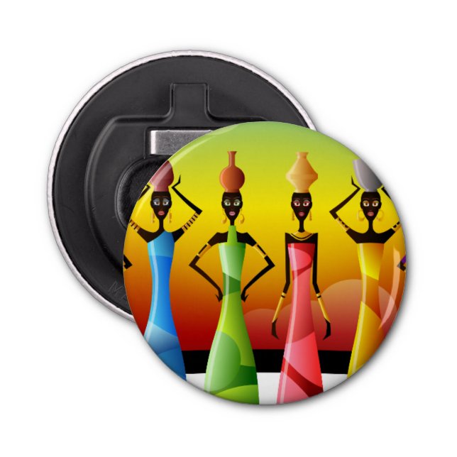 Afrikas kvinnor med Pottery på huvudet Flasköppnare (Framsidan)