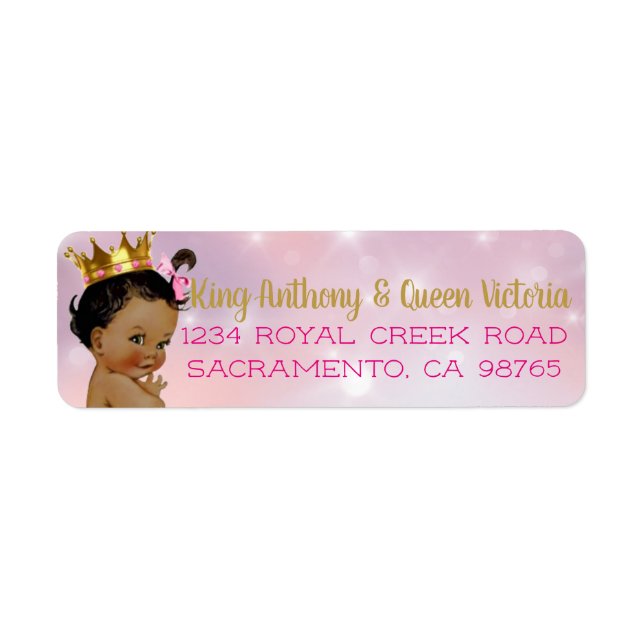 Afrikas prinsessa Royal Baby Shower Mailing Labels Returadress Etikett (Framsidan)