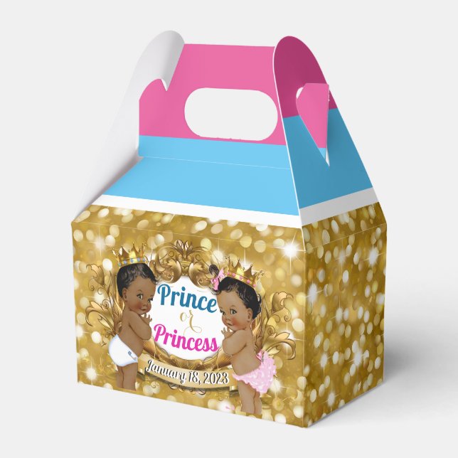 Afrikas Royal Gender Reveal Guld Glitter Presentaskar (Framsidan Sidan)