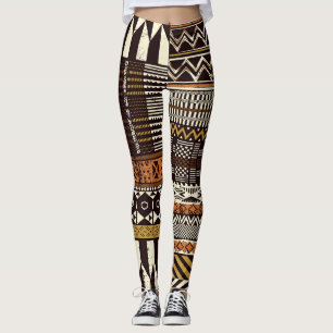 Afrikas stamnät, abstraktens vintage. leggings