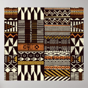 Afrikas stamnät, abstraktens vintage. poster