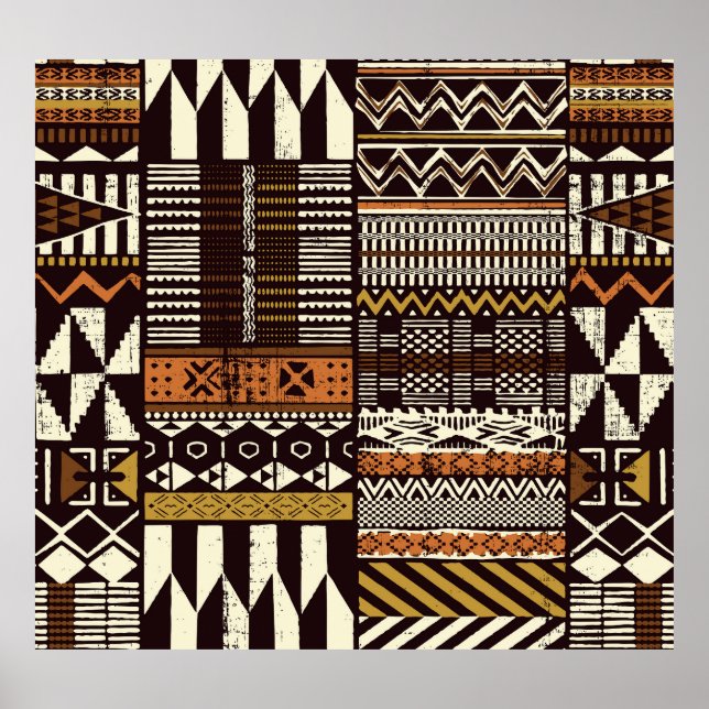 Afrikas stamnät, abstraktens vintage. poster (Framsidan)