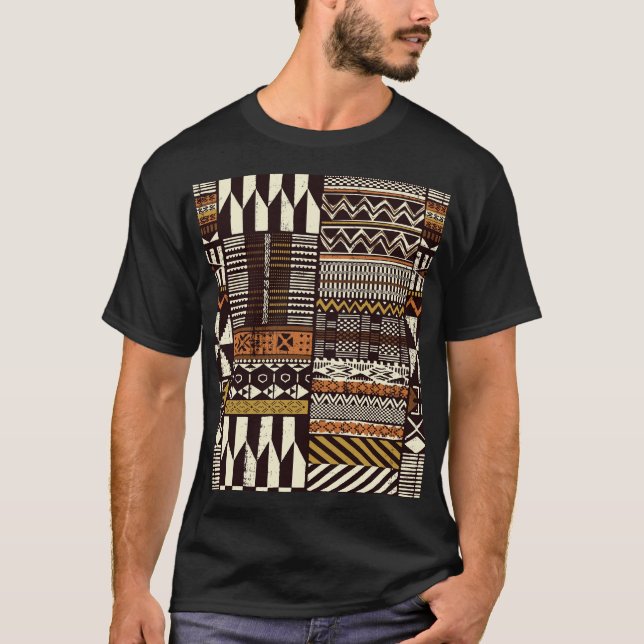 Afrikas stamnät, abstraktens vintage. t shirt (Framsida)