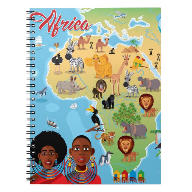 Afrikas tecknade karta anteckningsbok (Framsidan)