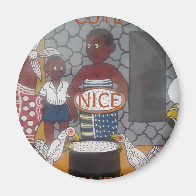 Afrikas traditionella hemestead söt, fint, fint ko magnet (Framsidan)