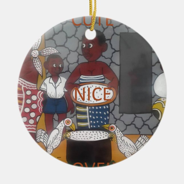 Afrikas traditionella livsstil i hemmet julgransprydnad keramik (Framsidan)