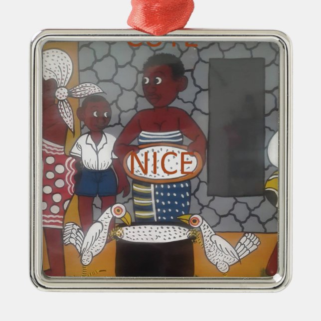 Afrikas traditionella livsstil i hemmet julgransprydnad metall (Framsidan)