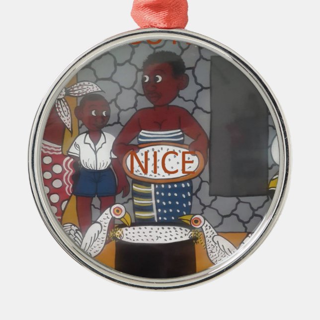 Afrikas traditionella livsstil i hemmet julgransprydnad metall (Framsidan)