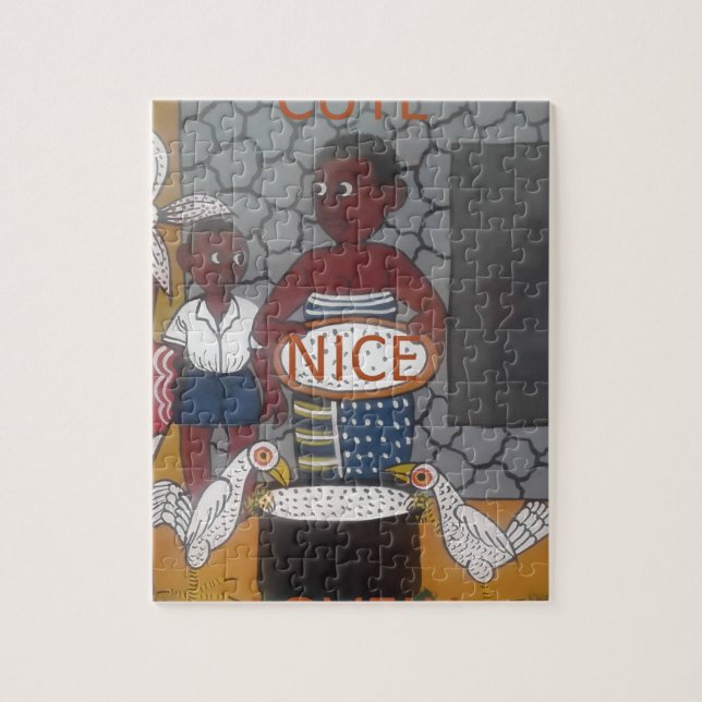 Afrikas traditionella livsstil i hemmet pussel (Vertikal)