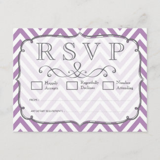Afrikas Violet & White Chevron-Bröllop OSA Kort