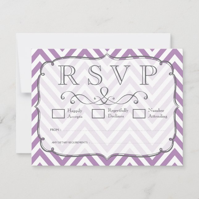 Afrikas Violet & White Chevron-Bröllop OSA Kort (Framsida)