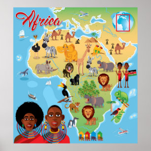 Afrikatecknadkarta Poster