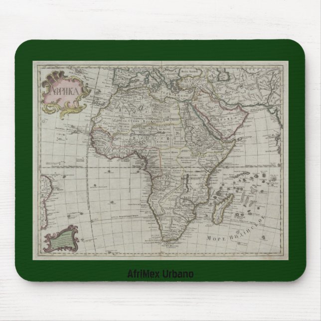 AfriMex Urbano gammal afrikansk karta Mousepad Musmatta (Framsidan)
