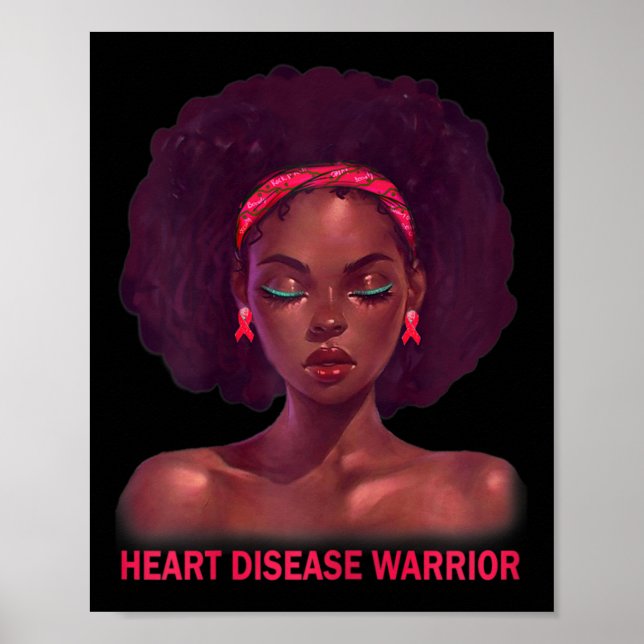 Afro African American Black Woman Heart Disease Wa Poster (Framsidan)