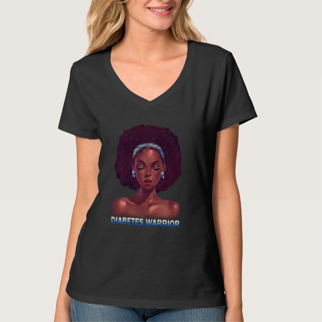 Afro African American Black Woman T1d Diabetes Kri T Shirt (Framsida)