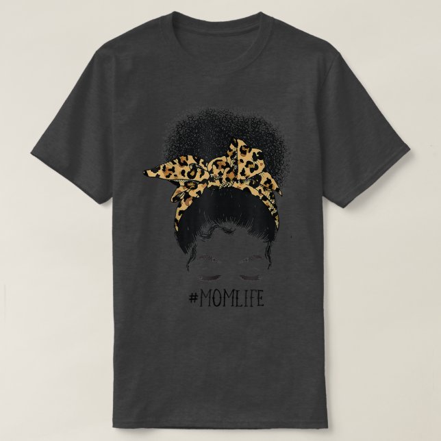 Afro African American Mors dag Leopard Black Mo T Shirt (Design framsida)