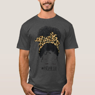 Afro African American Mors dag Leopard Black Mo T Shirt