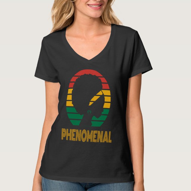 Afro African American Phenomenal Queen, Proud woma T Shirt (Framsida)
