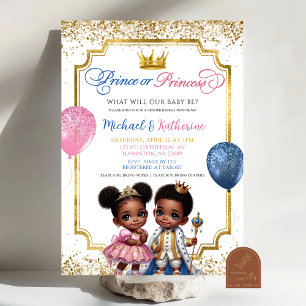 Afro African Prince eller Princess Gender Reveal Inbjudningar