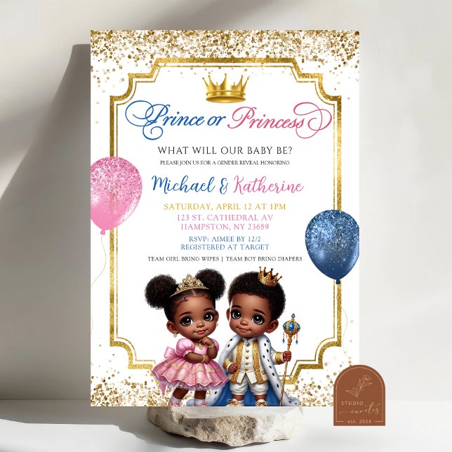 Afro African Prince eller Princess Gender Reveal Inbjudningar (Skapare uppladdad)