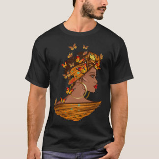 Afro African Woman Butterflies Black Queen History T Shirt