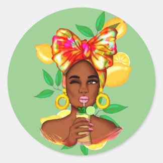 Afro African Women Runt Klistermärke