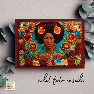 afro afrocentric embroidery mors dag med foto kort