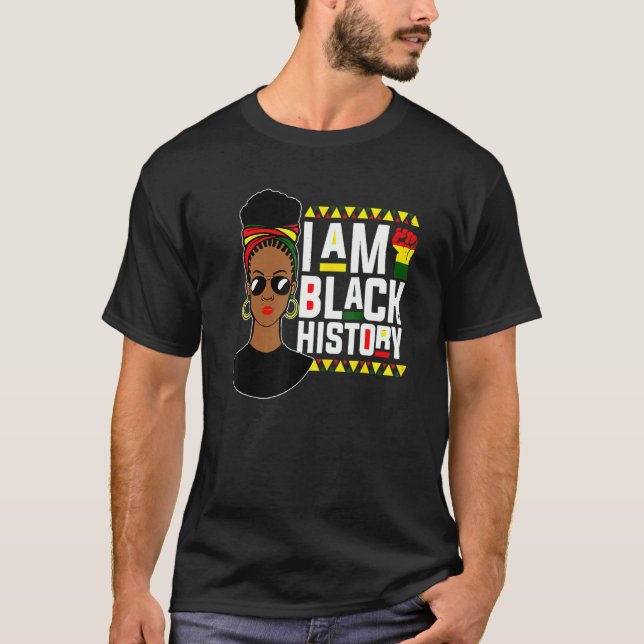 Afro American Afrocentric I Am Black History Month T Shirt (Framsida)