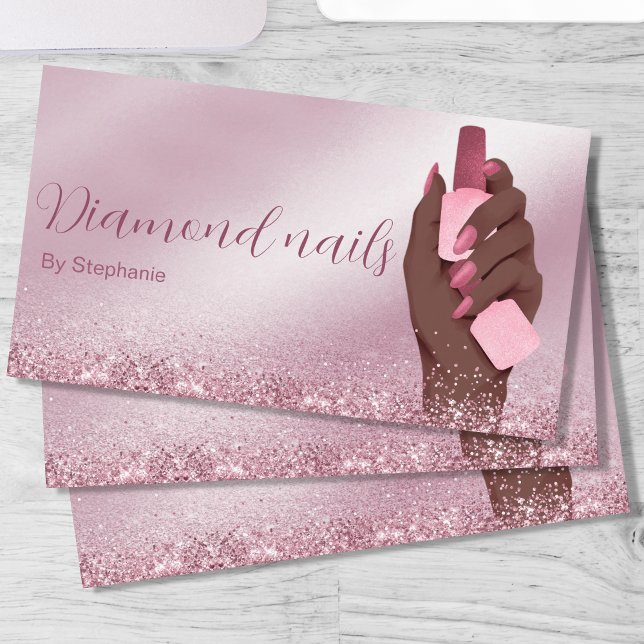Afro American Glitter Nail Artist ManiboyBeauty Visitkort (Skapare uppladdad)