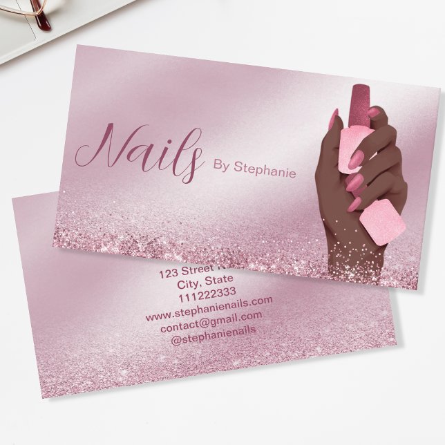 Afro American Glitter Nail Artist ManiboyBeauty Visitkort (Skapare uppladdad)