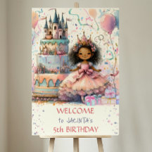Afro American princess 5th Birthday Castle tårta