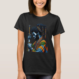 Afro American Samurai Japansk Stil Bushido Art T Shirt