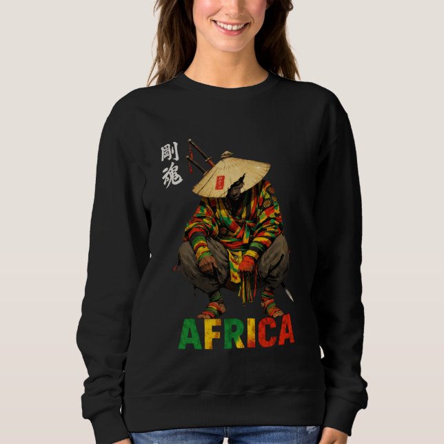 Afro American Samurai Warrior Katana Anime Japanes T Shirt (Framsida)