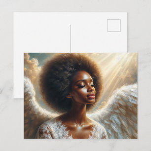 Afro Angel i Light - Etheral Black Woman Vykort