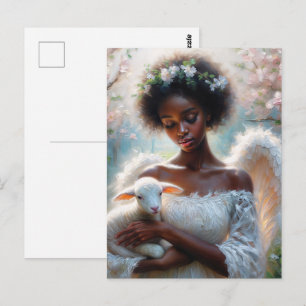 Afro Ängel med Lamm Postkort Vykort