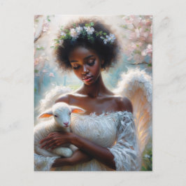 Afro Angel with Lamb Postcard Vykort