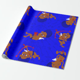 afro angola (svart cupid african cherub blue hjärt presentpapper