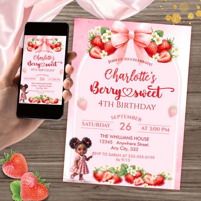 Afro Baby Berry Birthday - Berry Sweet Inbjudningar (Skapare uppladdad)