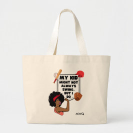 Afro Baseball Mamma MY KID KANSKE INTE ALLTID SVAR Jumbo Tygkasse