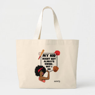 Afro Baseball Mamma MY KID KANSKE INTE ALLTID SVAR Jumbo Tygkasse