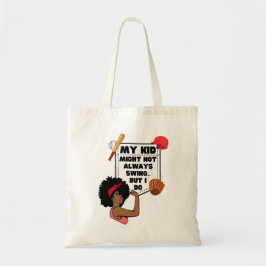 Afro Baseball Mamma MY KID KANSKE INTE ALLTID SVAR Tygkasse