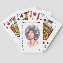 Afro Beauty with Butterflies – Watercolor Portrait Casinokort