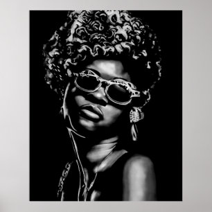 Afro Beauty Woman Porträtt (AI+Human) Poster