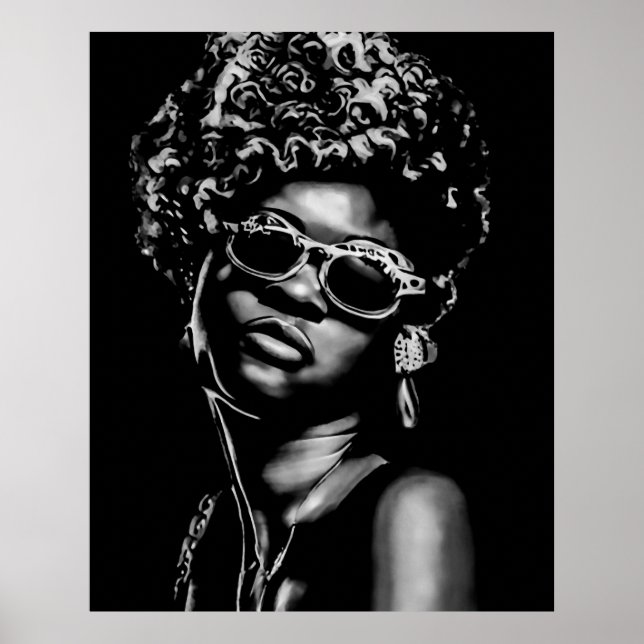Afro Beauty Woman Porträtt (AI+Human) Poster (Framsidan)