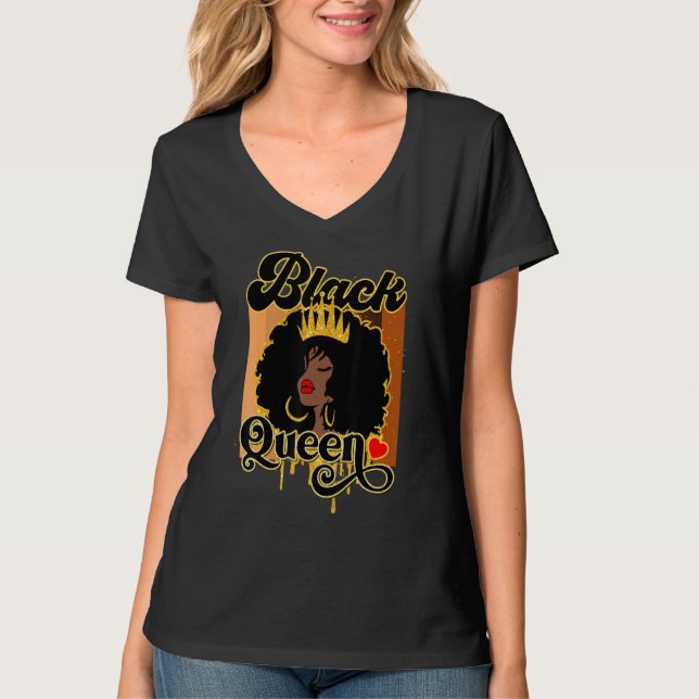 Afro Black Melanin Queen Women Girl American Afric T Shirt (Framsida)